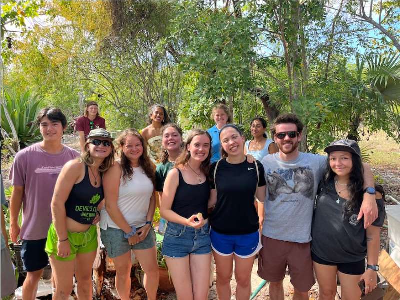 Students in dry forest