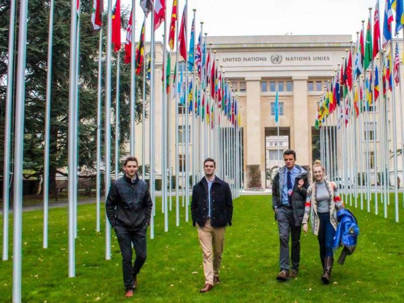 Students in front of UN building