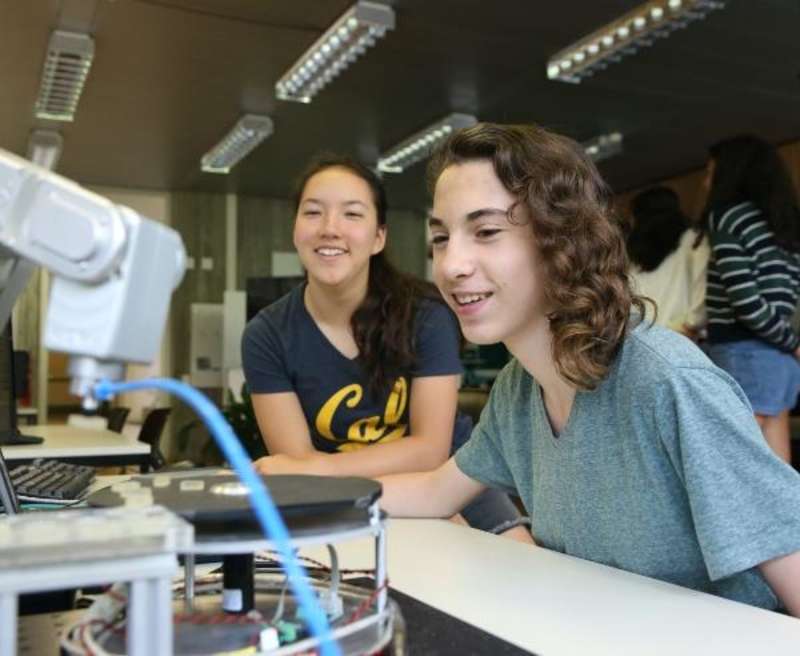 students in robotics lab