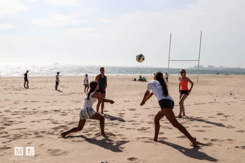 Students in the beach