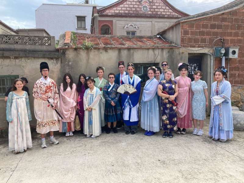 Students in traditional clothing in Taipei