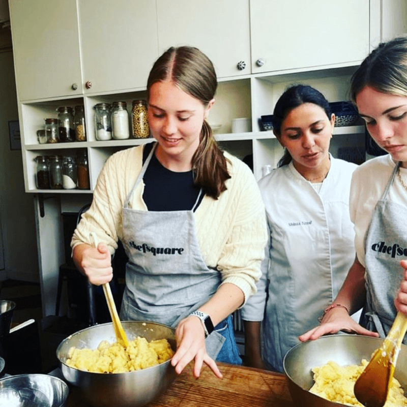 Students making pastries in France