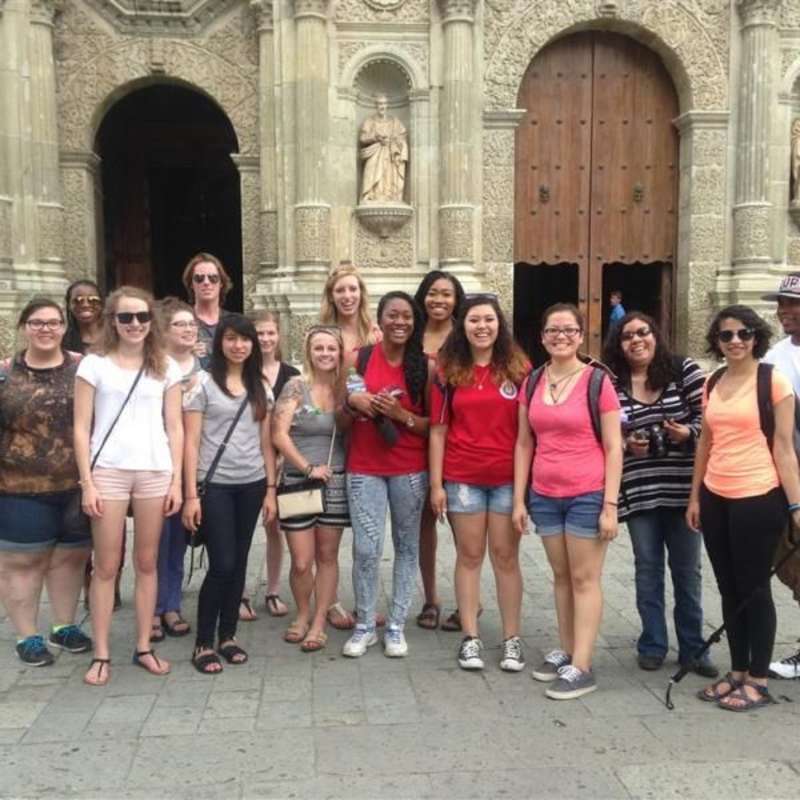 Students on a city tour of Oaxaca, Mexico