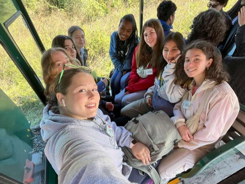 Students on a train ride in Buenos Aires