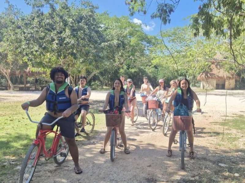 Students on bikes in Yucatan
