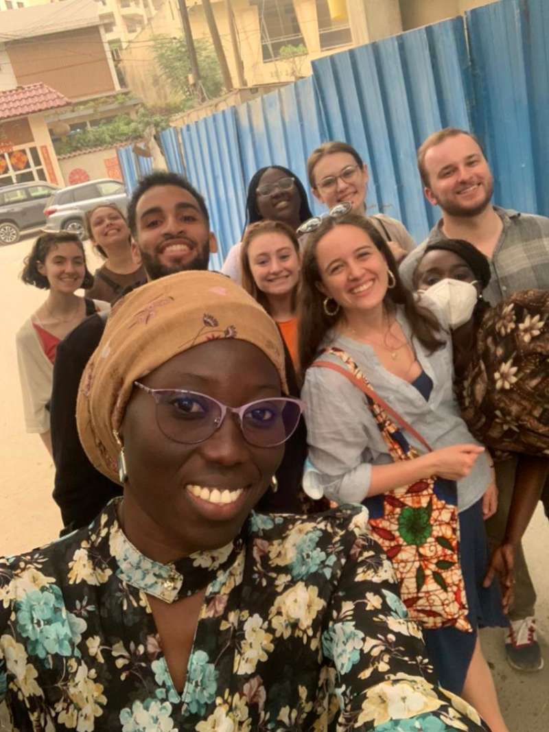 students on neighborhood walking tour in Dakar, Senegal