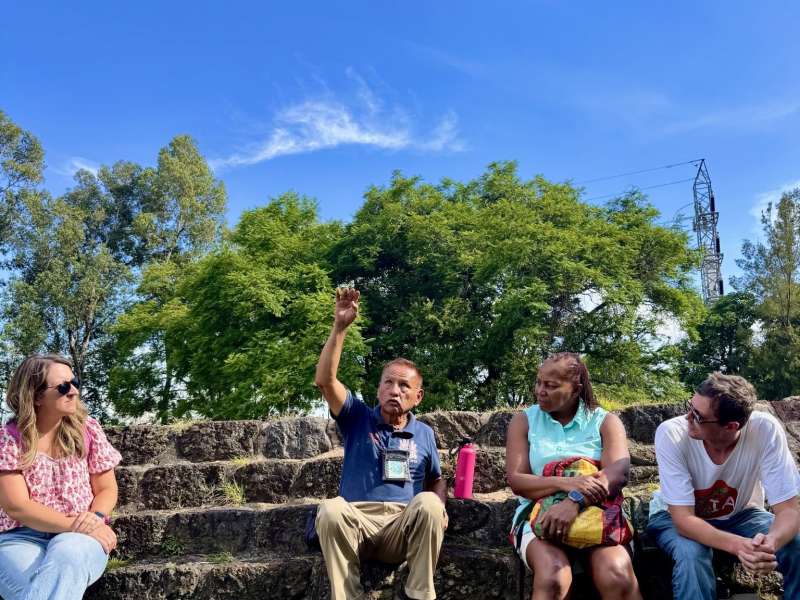 Students on retirement course at archaeological site