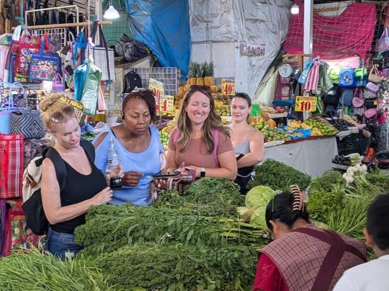Students on retirement course at local market