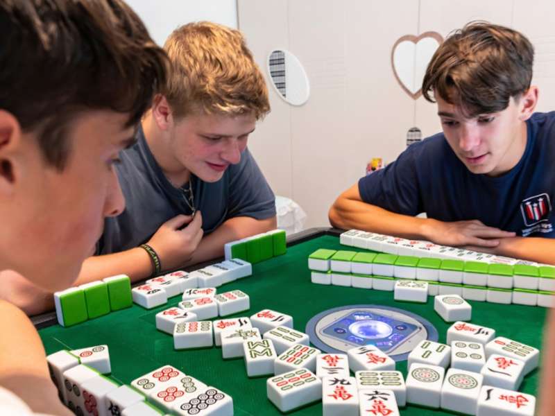 Students play mahjong