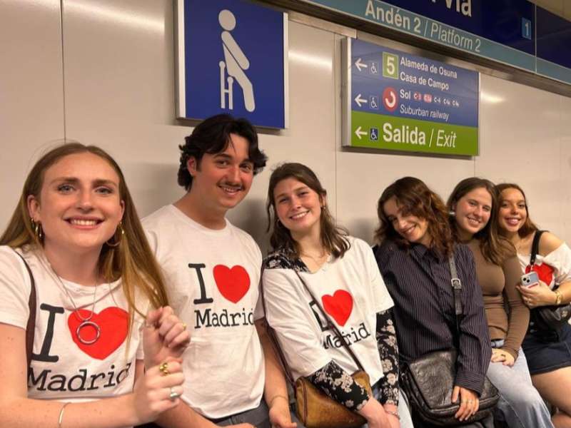 Students taking the train in Madrid
