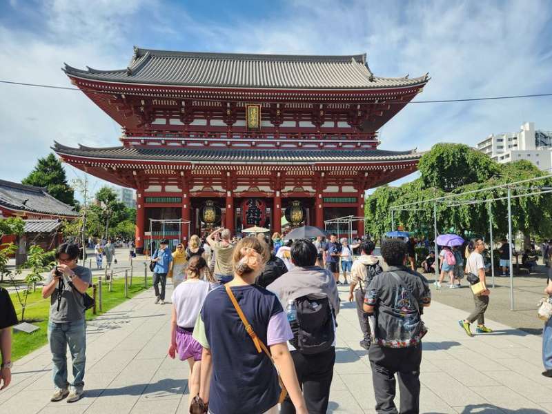 Students visiting a temple in Tokyo