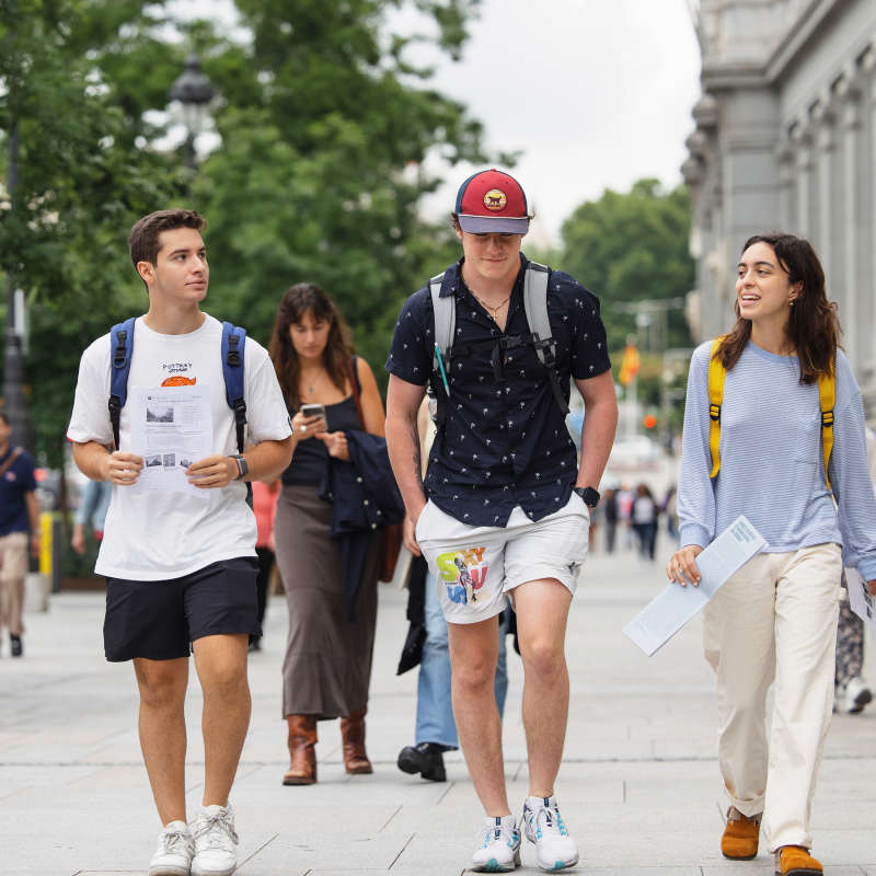 Students walk in Madrid.