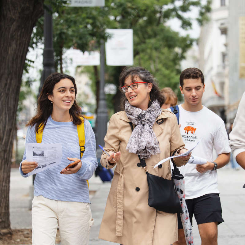 Students walking in Madrid.