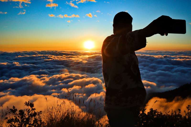 Stunning sunset above the clouds during tourism internship ecuador