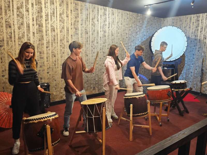 Taiko drum playing