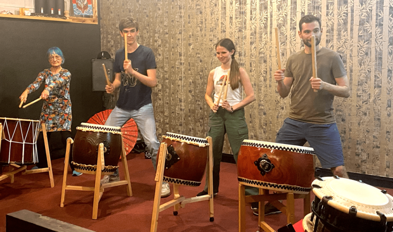 Taiko drum playing