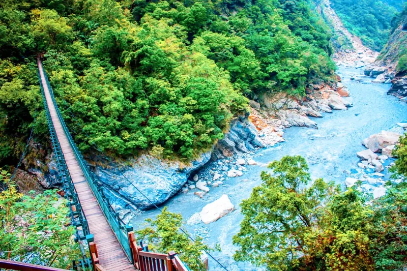 Taroko Gorge national park in Taiwan with cliffs and river, a natural attraction for TEFL teachers to explore
