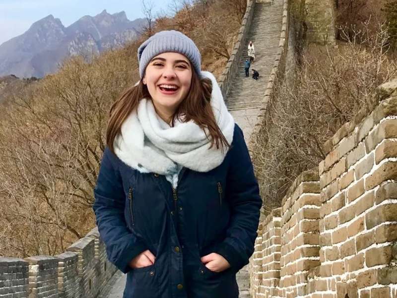 Teacher at the great wall of china