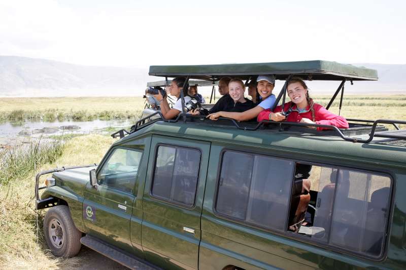 Teens on a safari in Tanzania