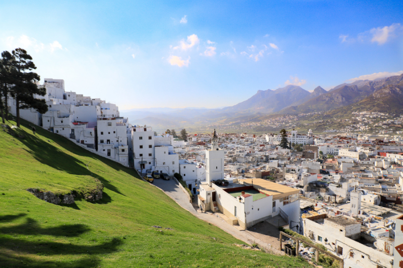 the city of Tétouan, Morocco, nestled in the foothills of the Rif Mountains