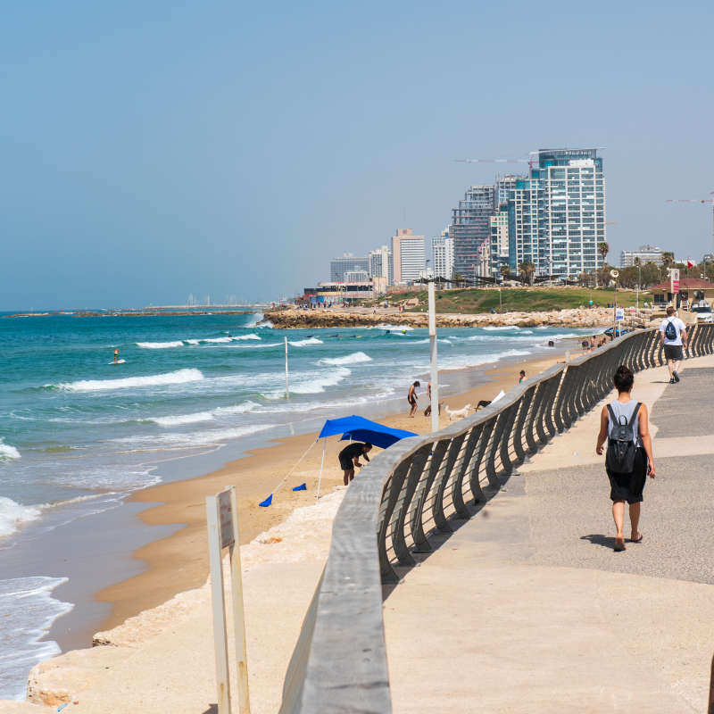 The coastline in Tel Aviv.