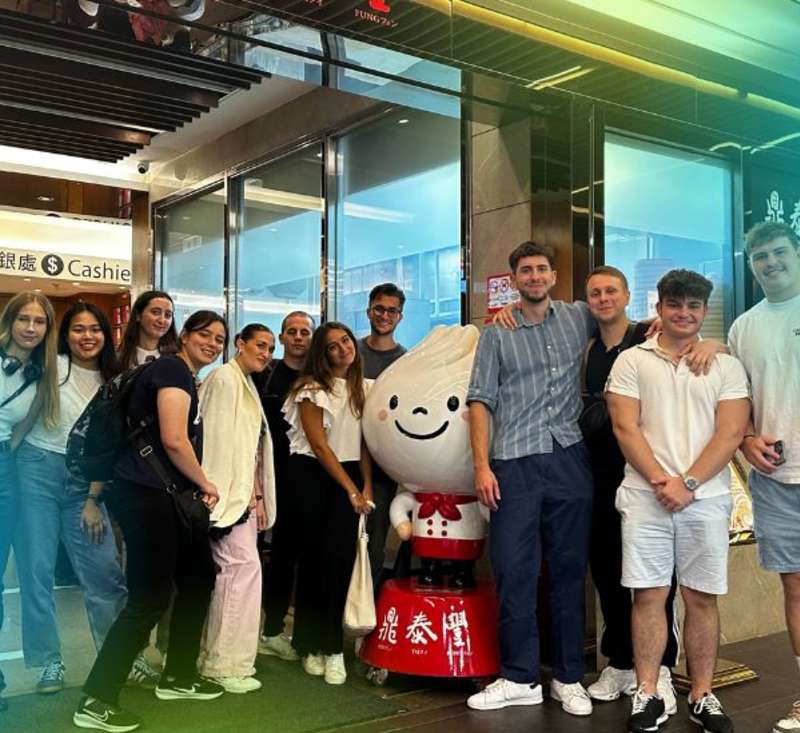 The Intern Group program participants at a restaurant in Hong Kong, China