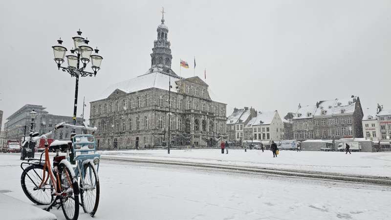 The Markt square on a snowy day in winter