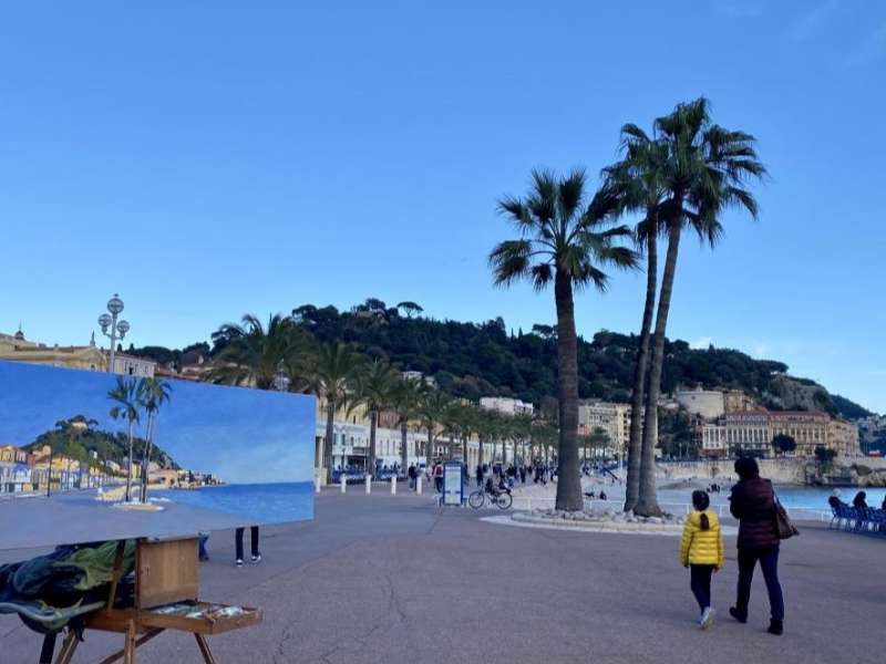 The riviera on the coast of Nice, France.