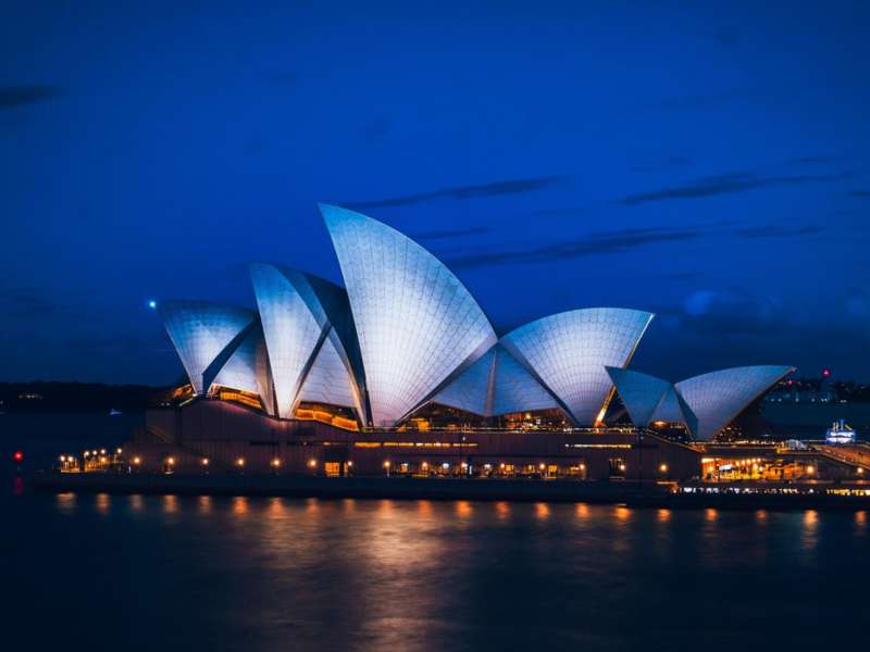 the Sydney Opera House at night