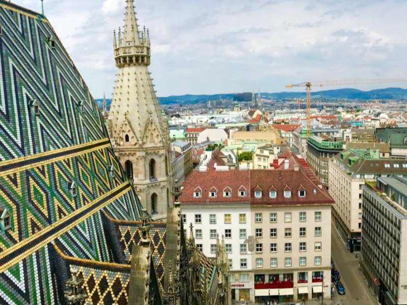 The view of Vienna, Austria, from up high.