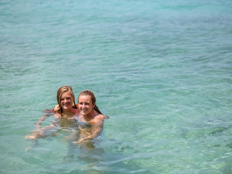 Two girls in the water