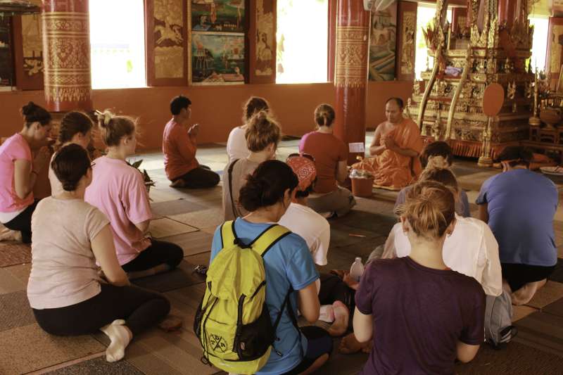 Volunteers in a temple