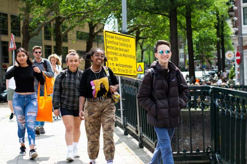 Walking down the street in Amsterdam