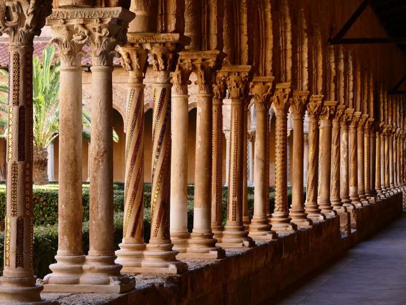 Walkway cloiseter with twisted historic column