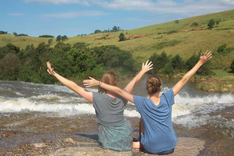 Volunteers watching the rapids