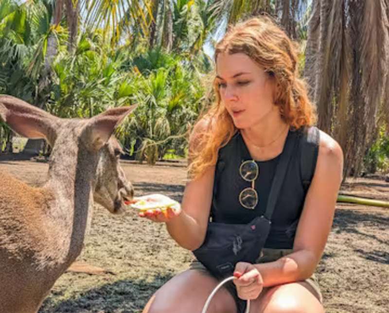 Woman Feeding Deer in Mexico