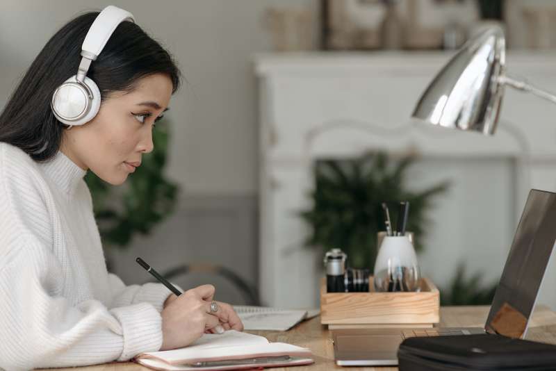 Woman working online