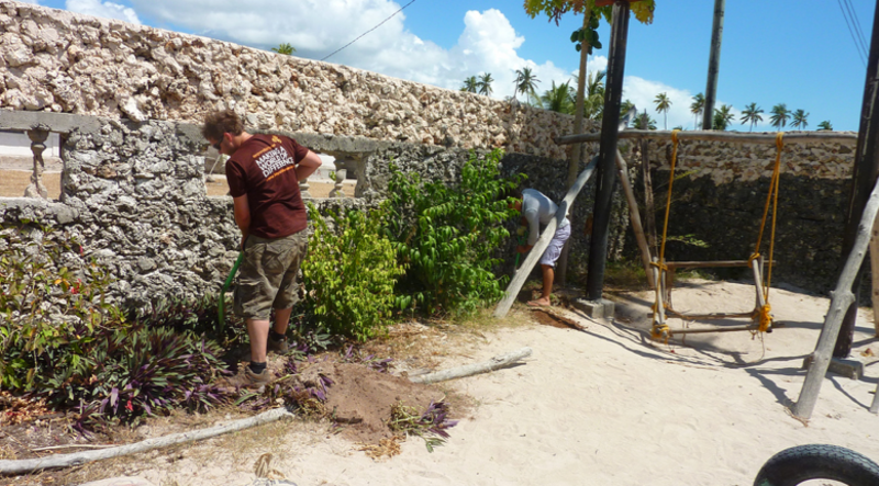 Working on school playground