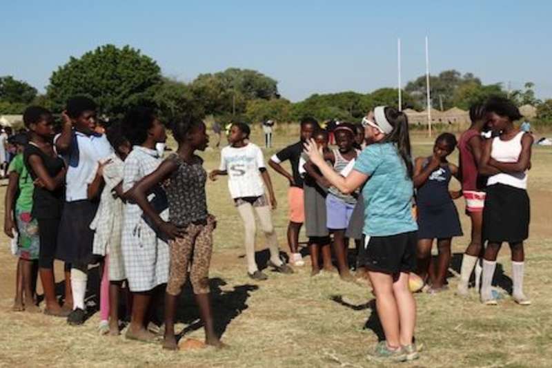 A volunteer giving an instruction 